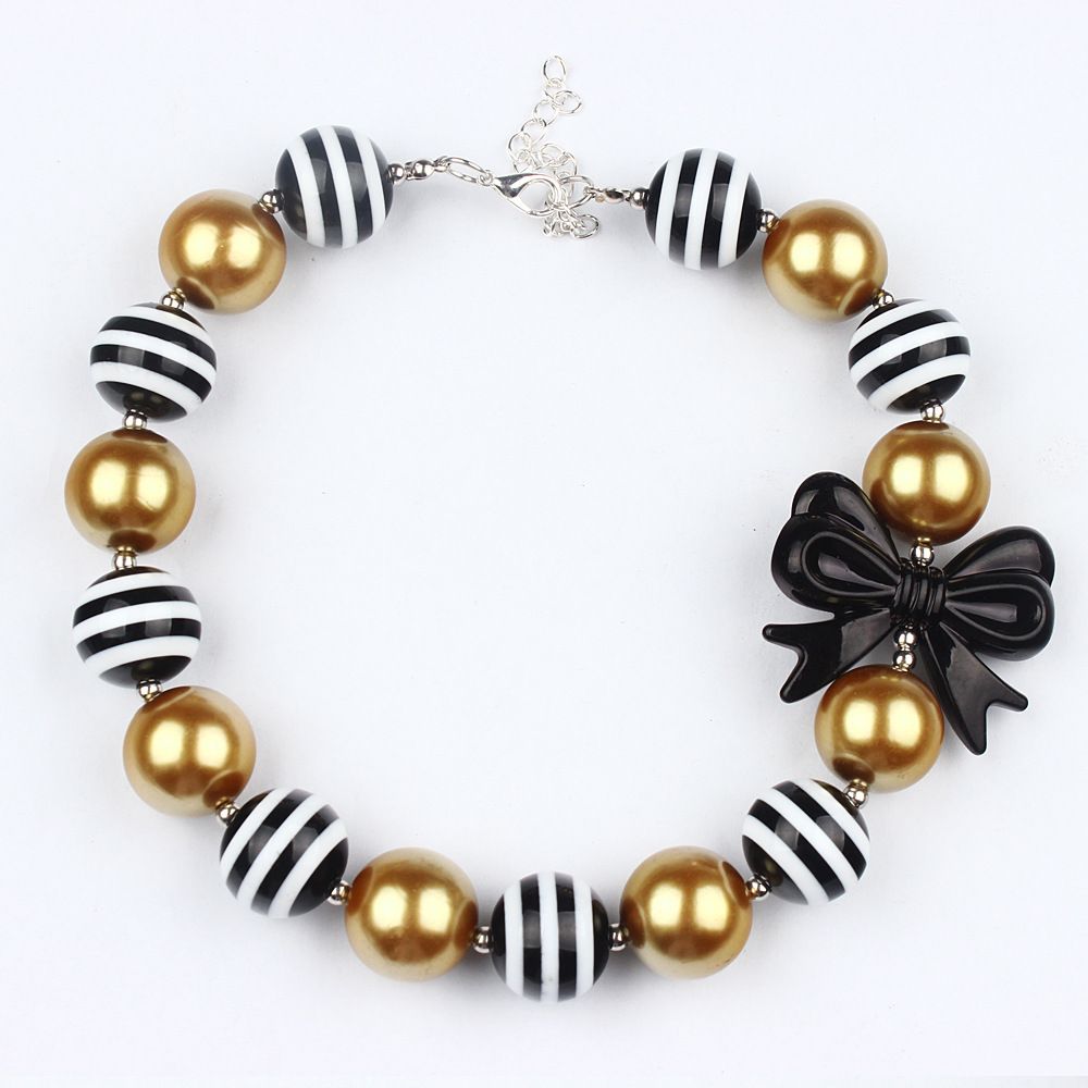 2017 Baby Girls Black Gold Beads Necklace Kids Girl Bubblegum Toddler