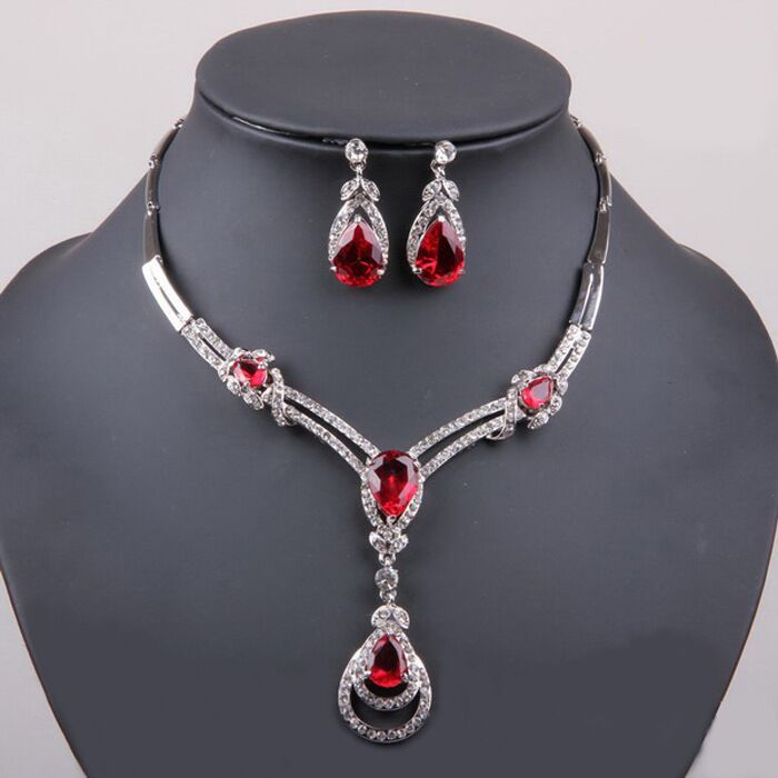 2019 fashion bride wedding earrings necklace ring bracelet four piece