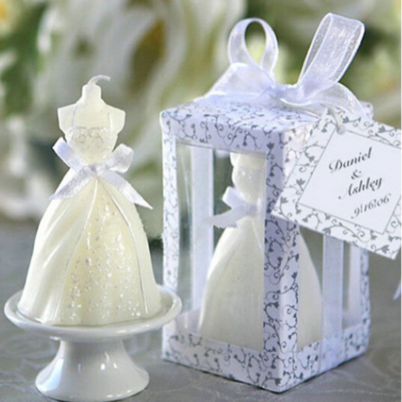 New White Bridal Wedding Dress Shape Candle Bougie Wedding Party Decor
