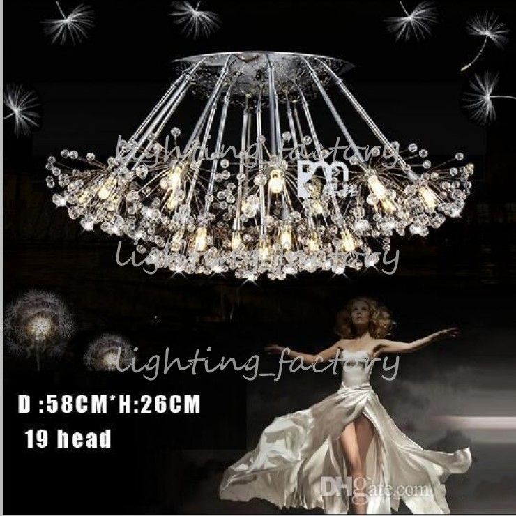 Creative Dandelion Led Crystal Chandeliers 1 6 12 13 15 17 19 24leds Creative Dandelion Led Crystal Chandeliers 1 6 12 13 15 17 19 24leds Head Droplight Modern Minimalist K9 Pendant Light Room Lights Pink Chandelier
