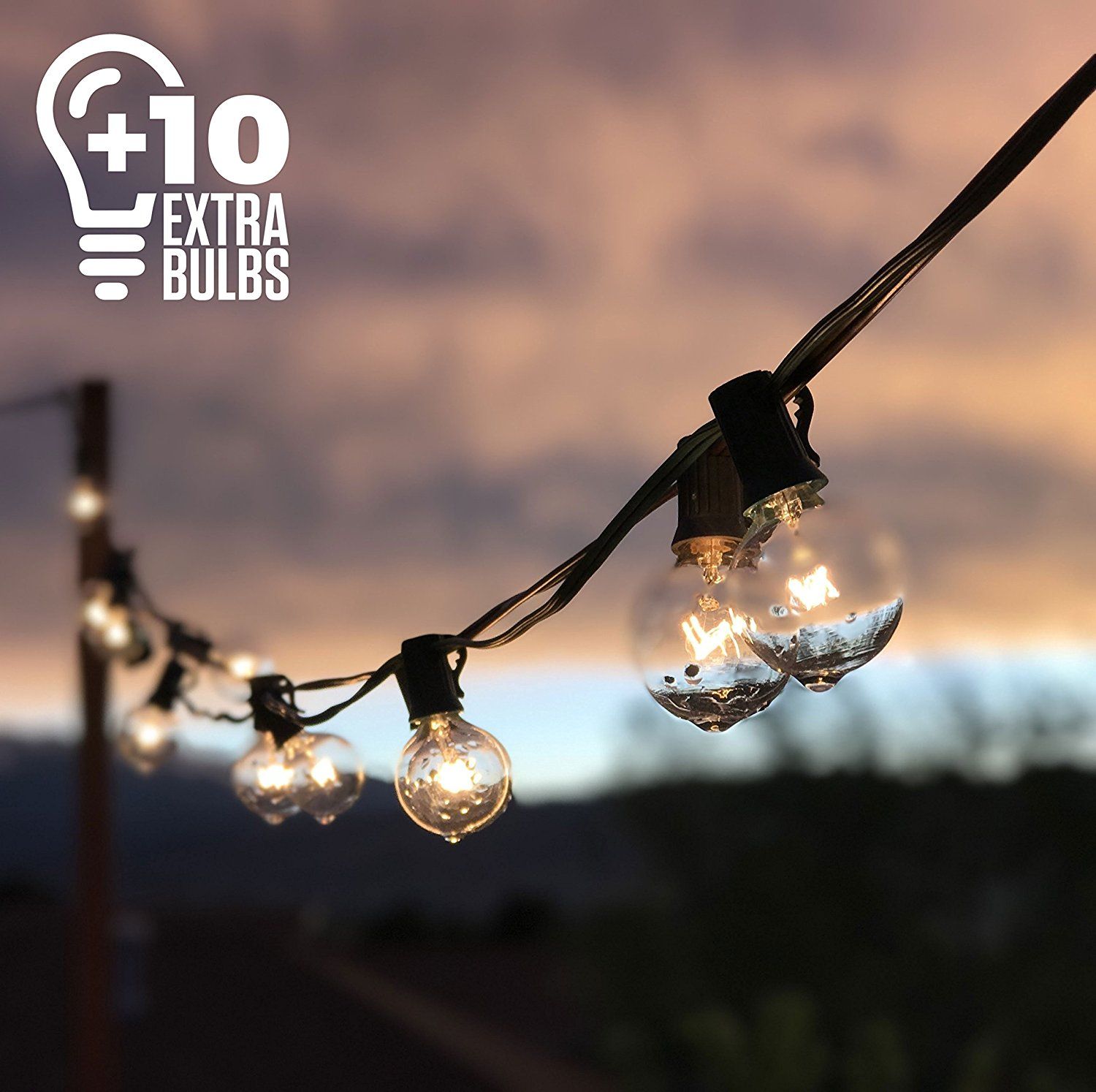 25Ft G40 Globe String Lights with Clear Bulbs, UL Listed Backyard ... 25Ft G40 Globe String Lights with Clear Bulbs, UL Listed Backyard ...