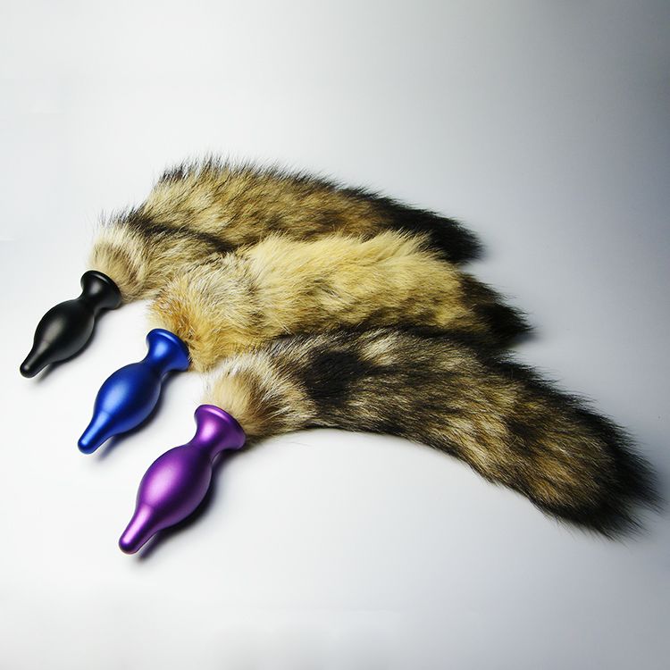 A534S Solid Aluminum Fox Tail Anal Plug Tails Adult Se
