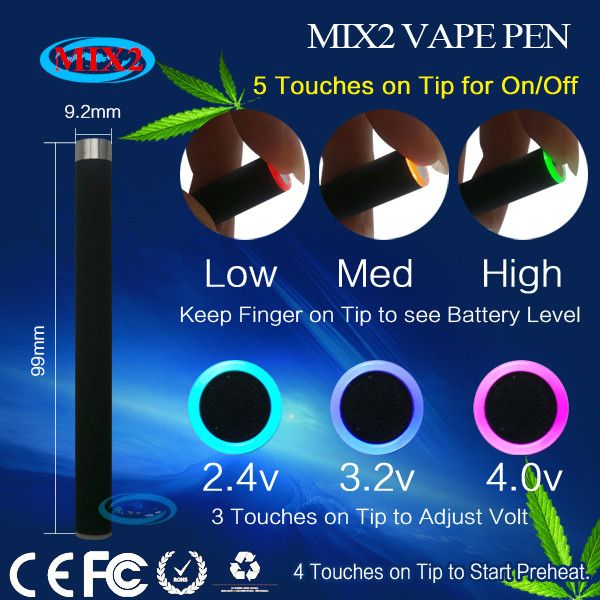 Batteria al 100% originale mix2 touch con caricabatterie e sigaretta vape penne a tensione variabile V O pen 2.0 batteria vape touch