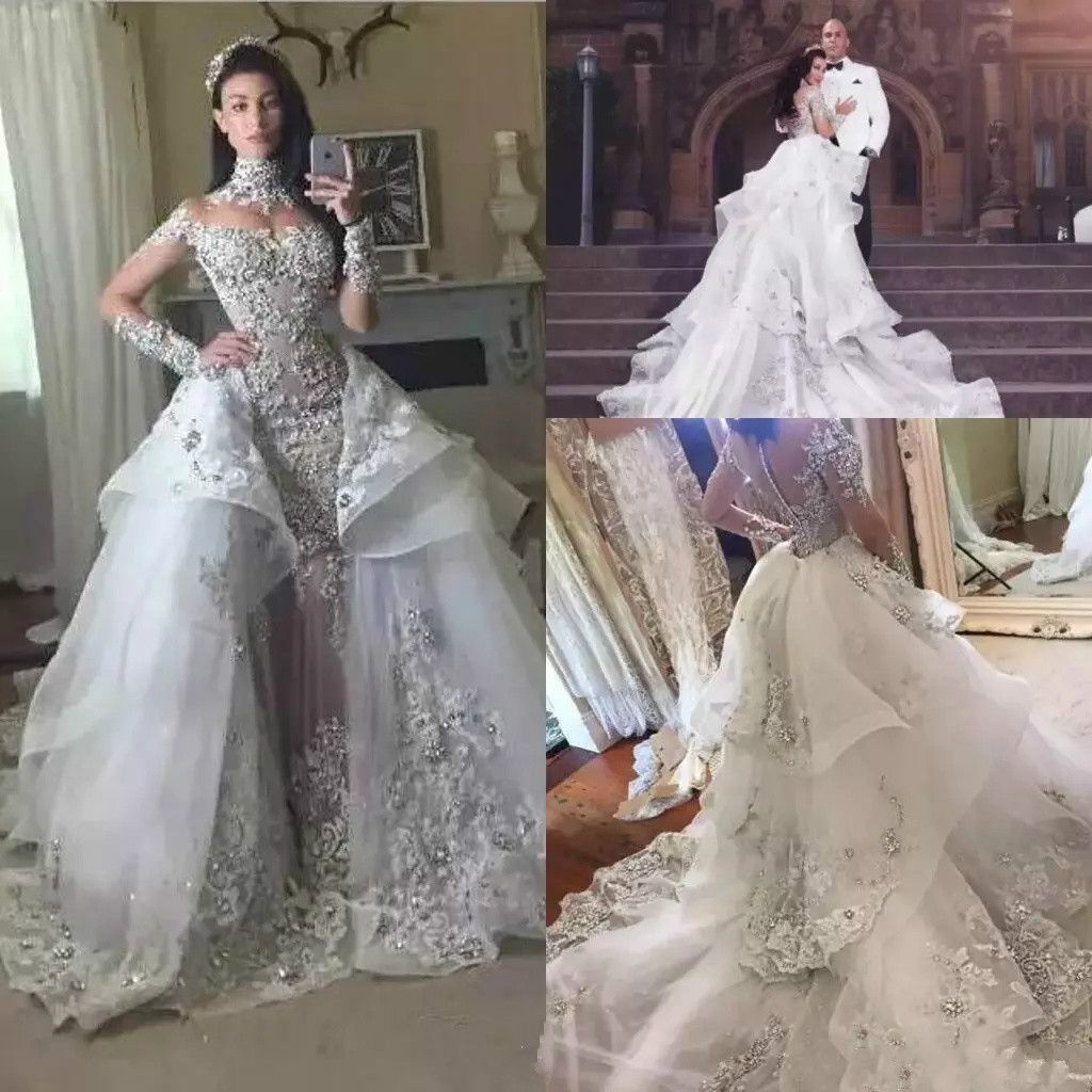 silver lace wedding dress