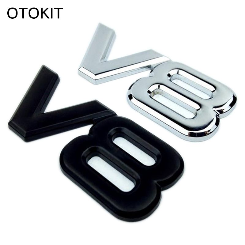 2019 Zinc Alloy Metal 3D V8 Engine Displacement Car Badge Decal Chrome