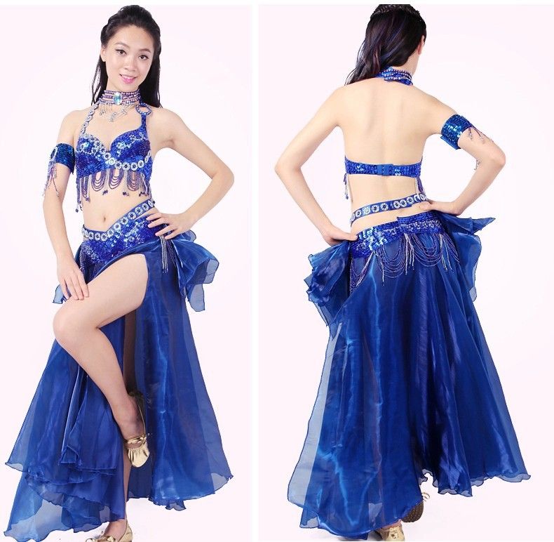 Sequin Embroidered Skirt-Top Set Bollywood Dancing Costume Belly Dance Tribal 