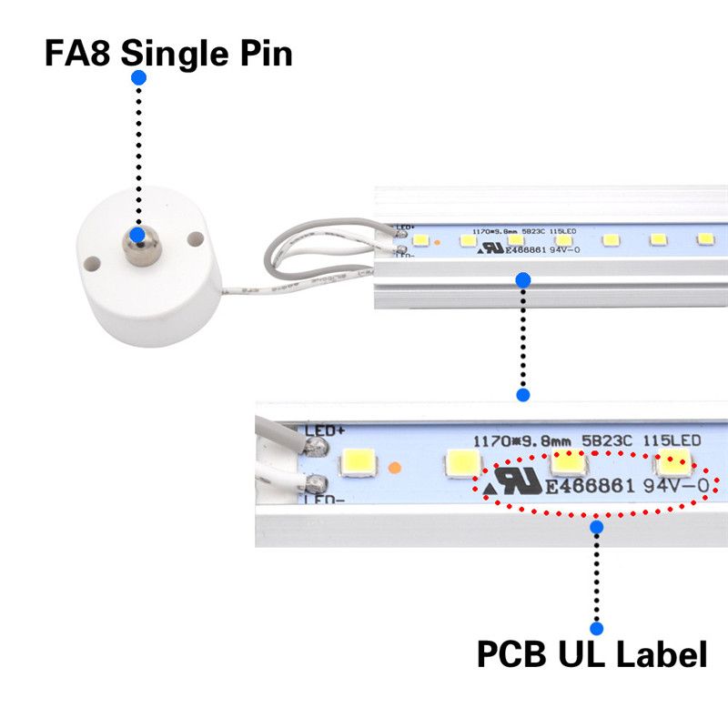 Voorraad in US + 8 feet led 8ft t8 fa8 enkele pin led-verlichting 45W led fluorescerende buislampen AC85-265V 6000k koud wit