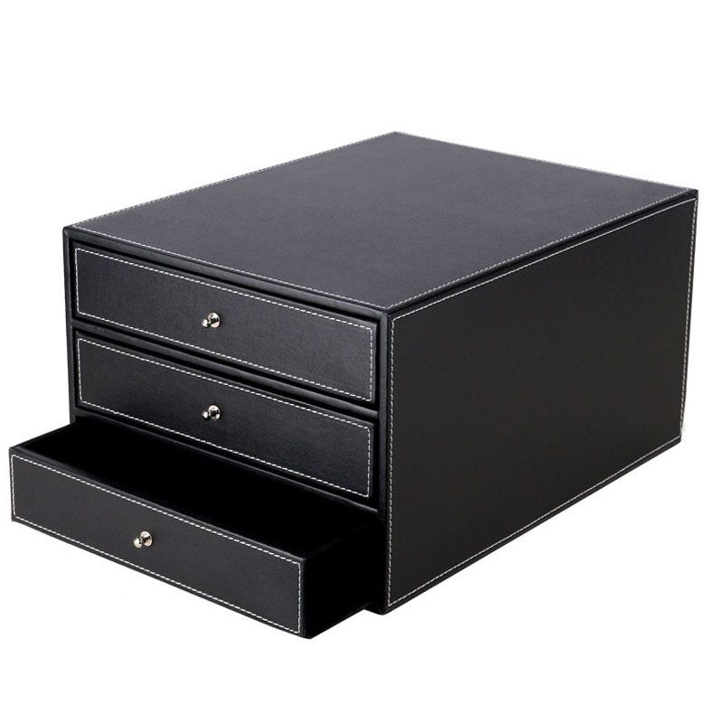 Filing Cabinet Storage Drawer Box, Leather Filing Cabinet Black