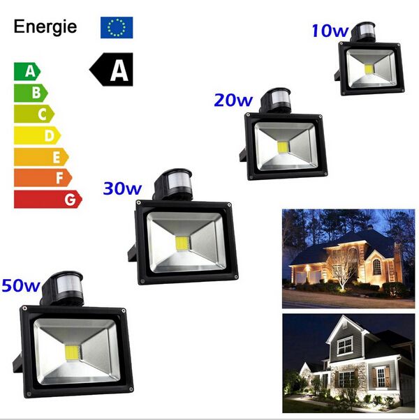 Outdoor Led Floodlight 10w 30w 50w Pir Motion Detective Sensor Flood Light Spotlight Lamp Refletor Landscape