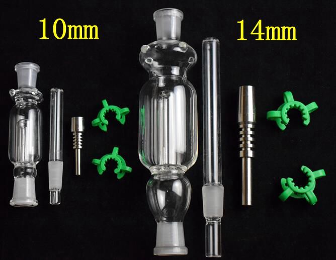 2021 Glass Water Bongs 10mm 14mm Titanium Tip Plastic Keck Clip Clear