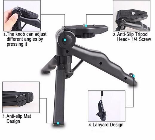 New Arrive Universal Mini Tripod 75" Rotation Desktop & Handle Stabilizer For Mobile Phone Camera With Cell Phone Holder and Tripod Adapter