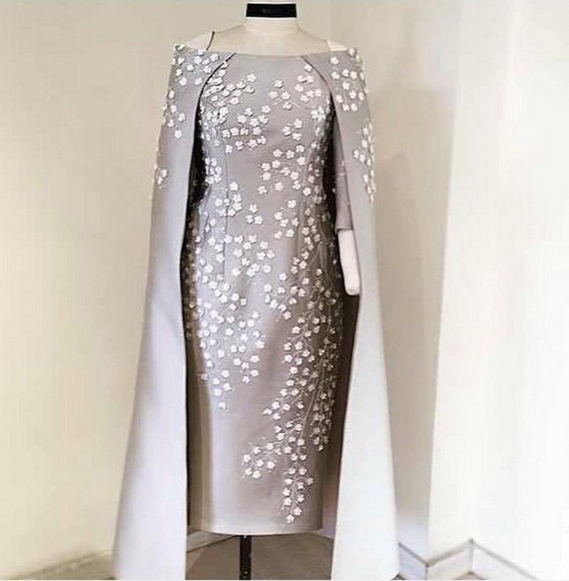 silver gown with cape