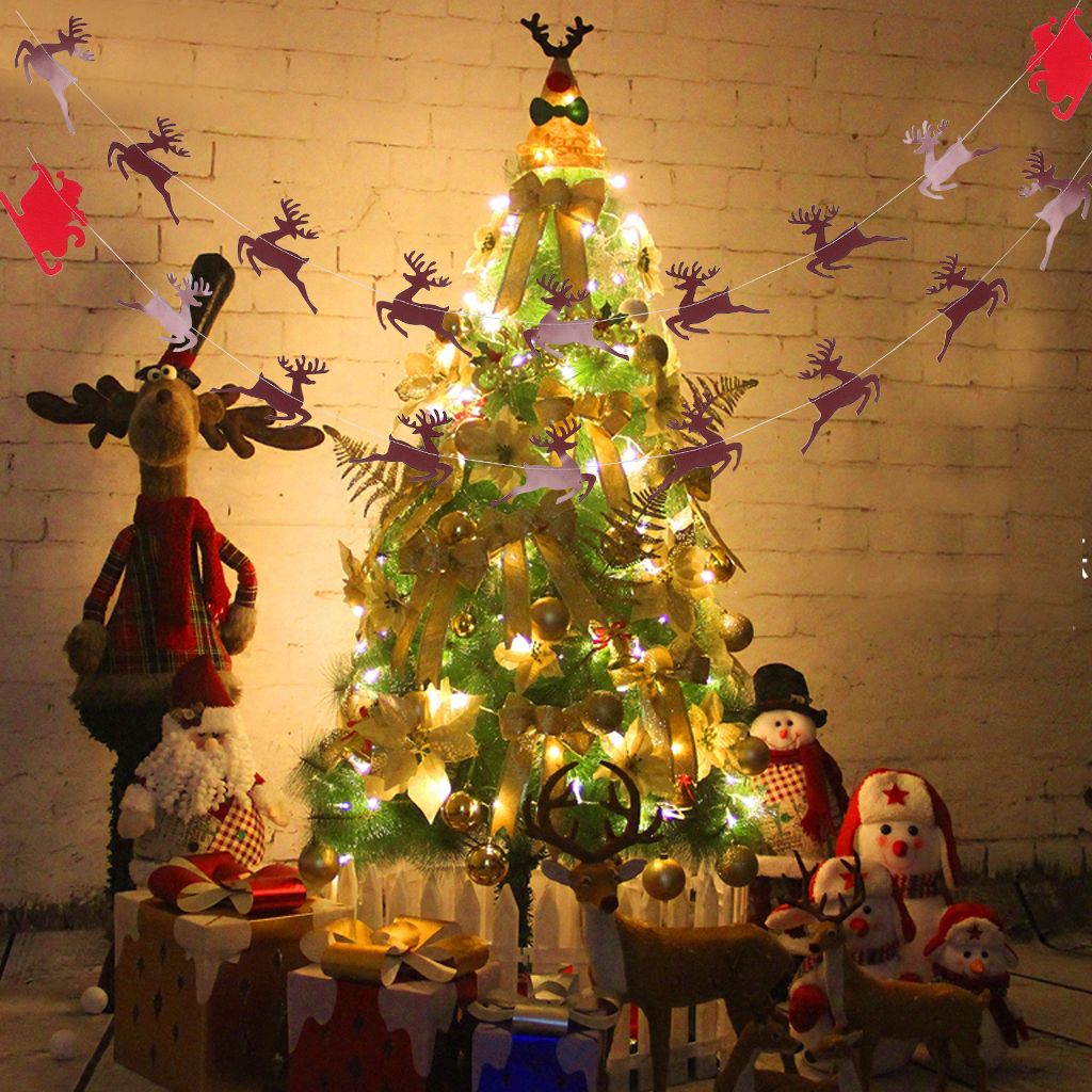 Christmas Tree Hanging Flag Bunting Banner Xmas Decor Ornament String Party Decorations Indoor Outdoor Party Wedding