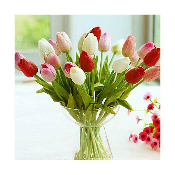 Online Cheap Tulip Artificial Flower 2016 Pu Artificial Bouquet Real Touch Flowers For Home 