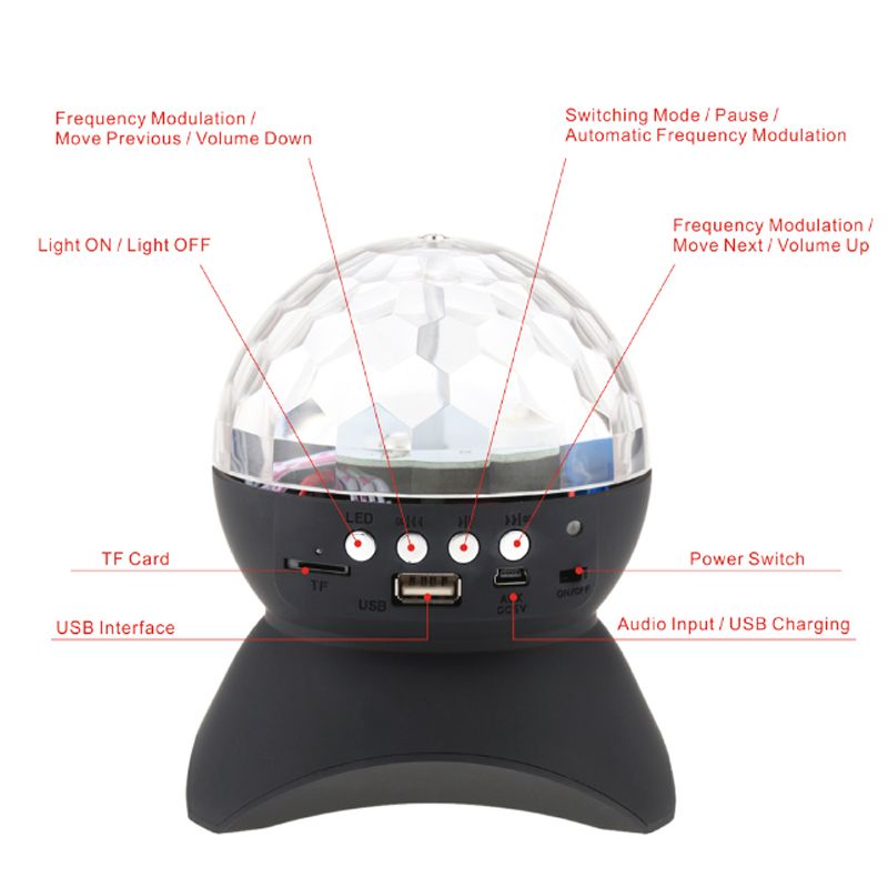Rotating Magic Ball Speaker Light With Wireless Bluetooth Stage Effect
