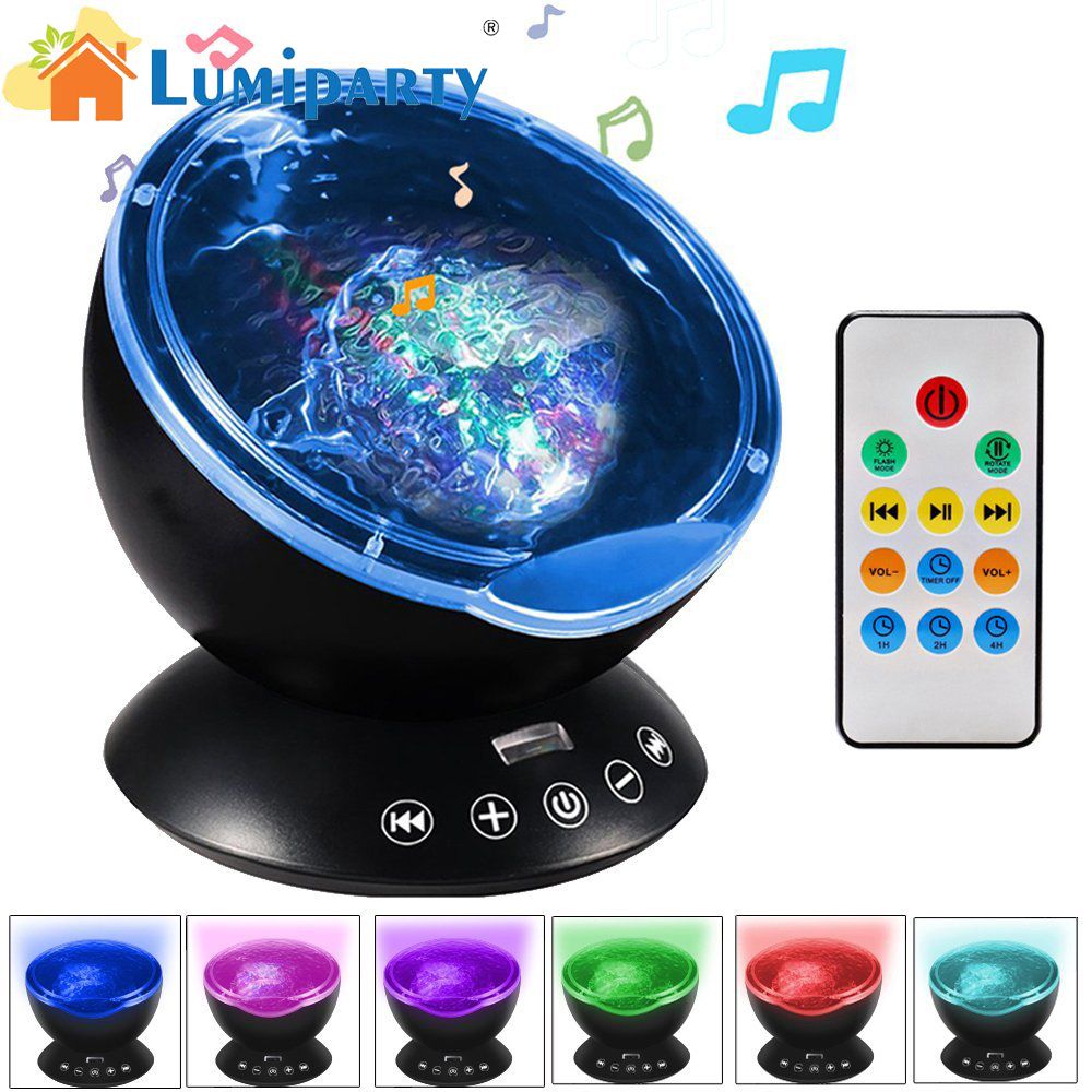 Wholesale Lumiparty Led Ocean Wave Music Projector Night Light 7 Color Changing Modes For Living Room And Bedroom With High Power Speaker