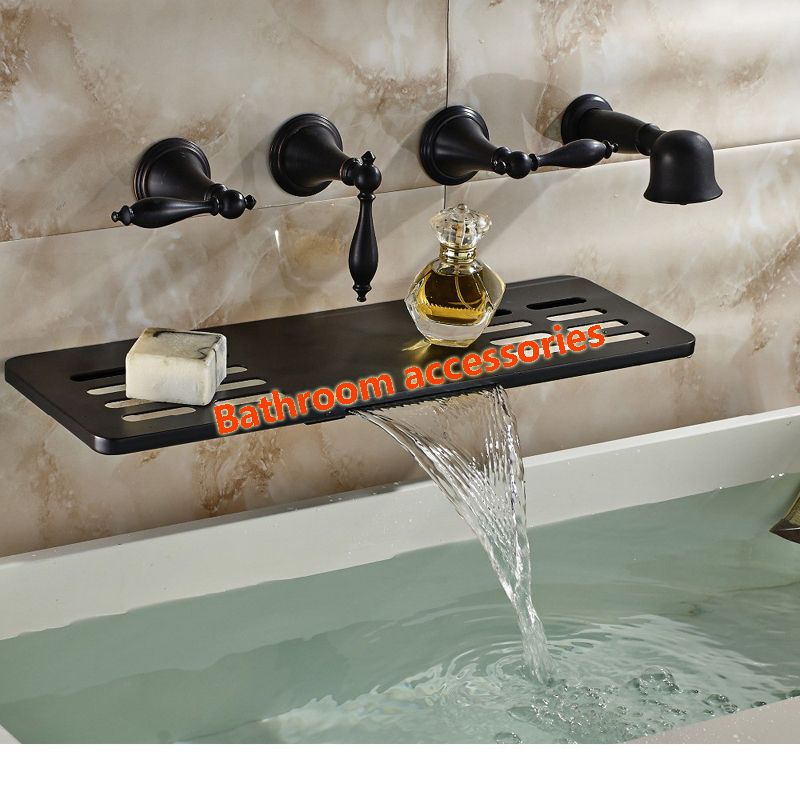 Soap Dish Holder Hand Shower Sprayer, Waterfall Bathtub Faucet With Sprayer