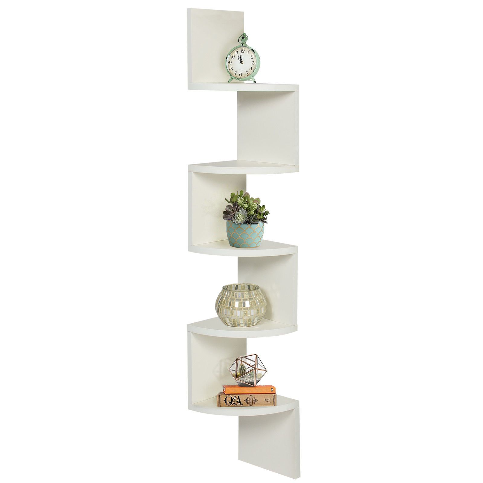 Acheter Grand Coin En Bois Zig Zag étagère Murale Finition Blanche