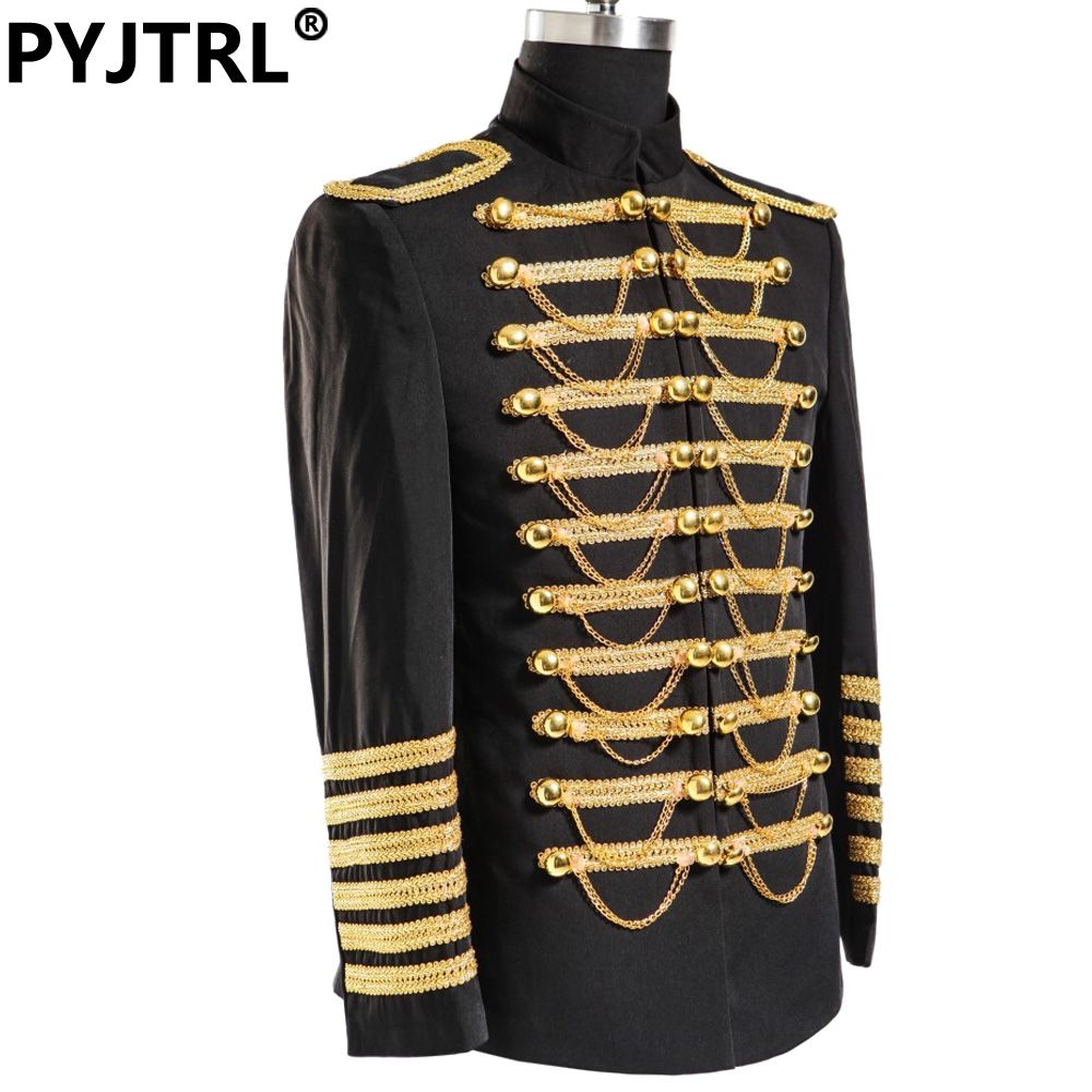2019 Wholesale Jacket + Pants Black And Gold Embroidery Groom Royal Suit Customized For Men ...