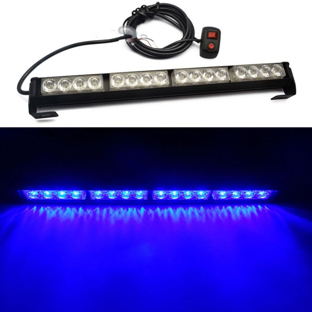 2020 16 LED BLUE Emergency Warning Light Bar Traffic Vehicle Advisor