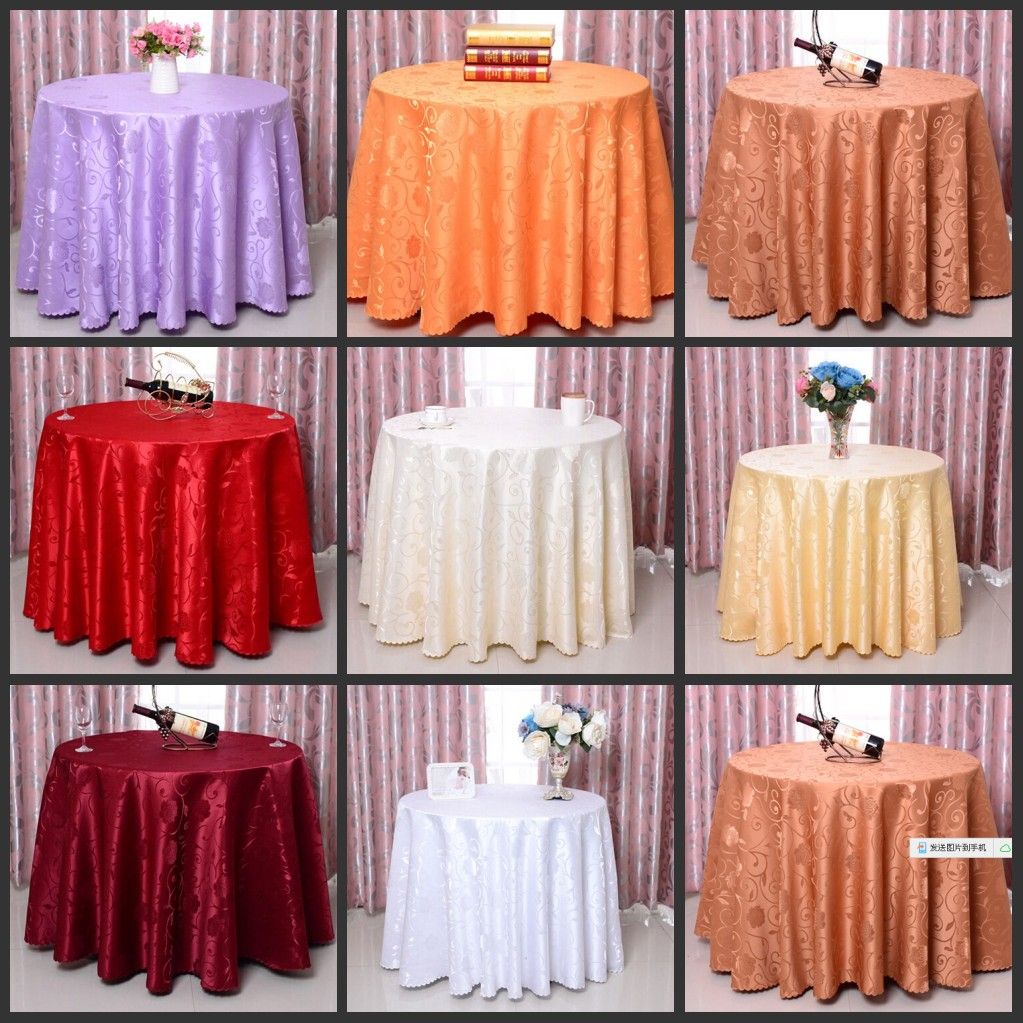 Elegant Rose Flower Pattern Round Table Cloths Wedding Tablecloths Elegant Rose Flower Pattern Round Table Cloths Wedding Tablecloths For Banquet Party Decoration White Red Yellow Gold Silver Color Plastic