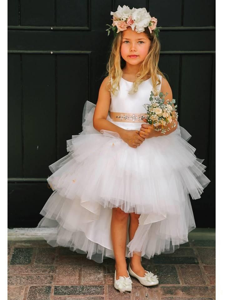 2016 New Cute Flower Girls Dresses For Wedding Jewel Neck Tulle Tiered