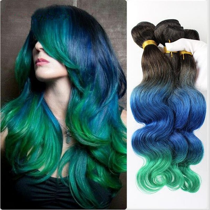 Green And Blue Ombre Hair Fashion Dresses
