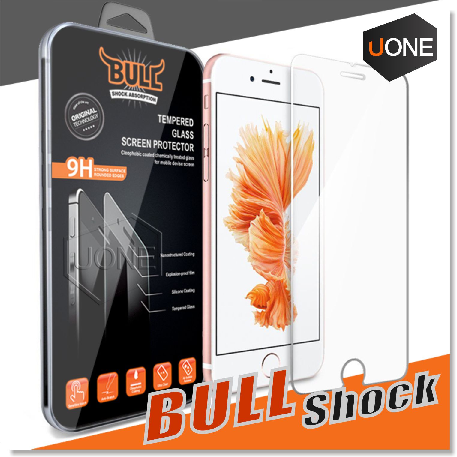 Bull Shock Tempered Glass Screen Protector For Iphone X 8 Samsung Moto LG Huawei Sony HTC 2.5D