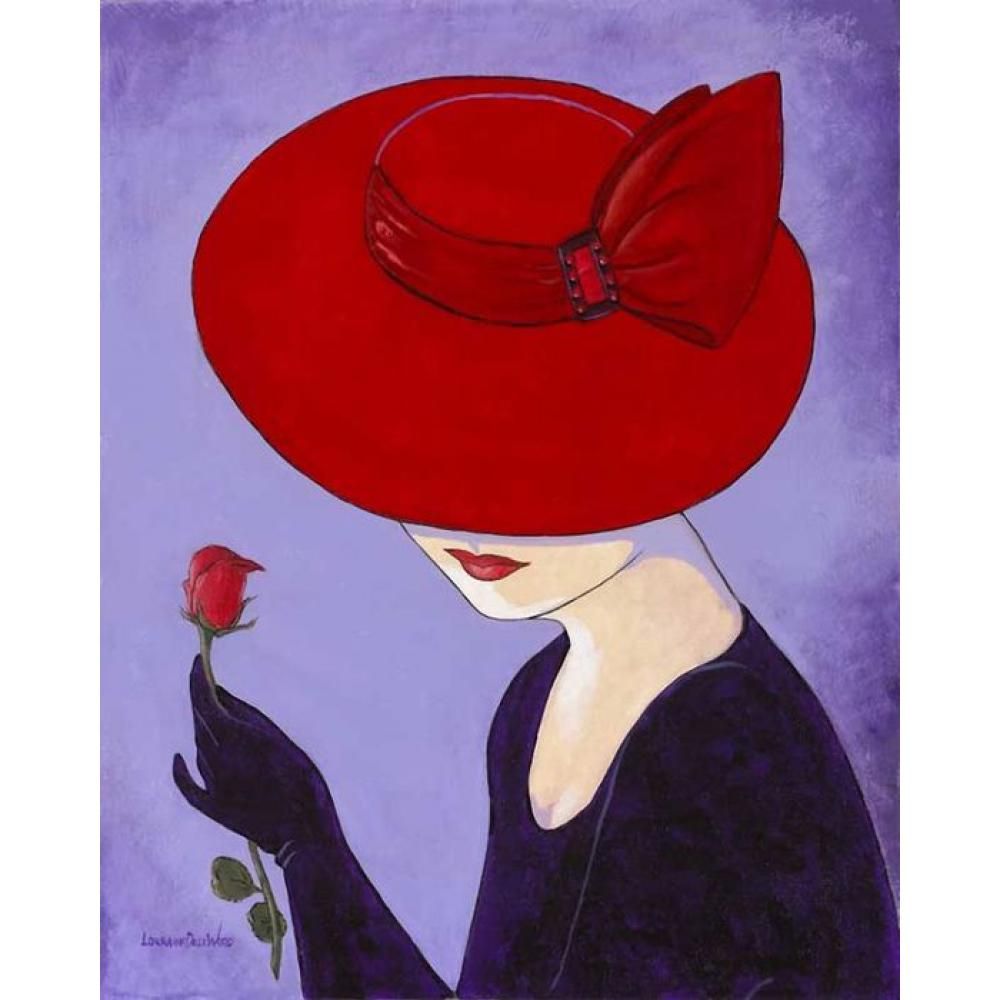 beautiful oil paintings abstract modern woman in red hat with rose beautiful oil paintings