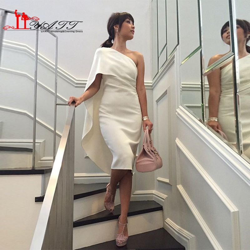 Elegant knee length dresses with capes raton