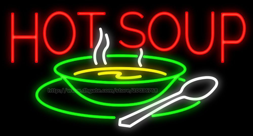 2019 Hot Soup Bowl And Spoon Neon Sign Custom Restaurant Advertisement
