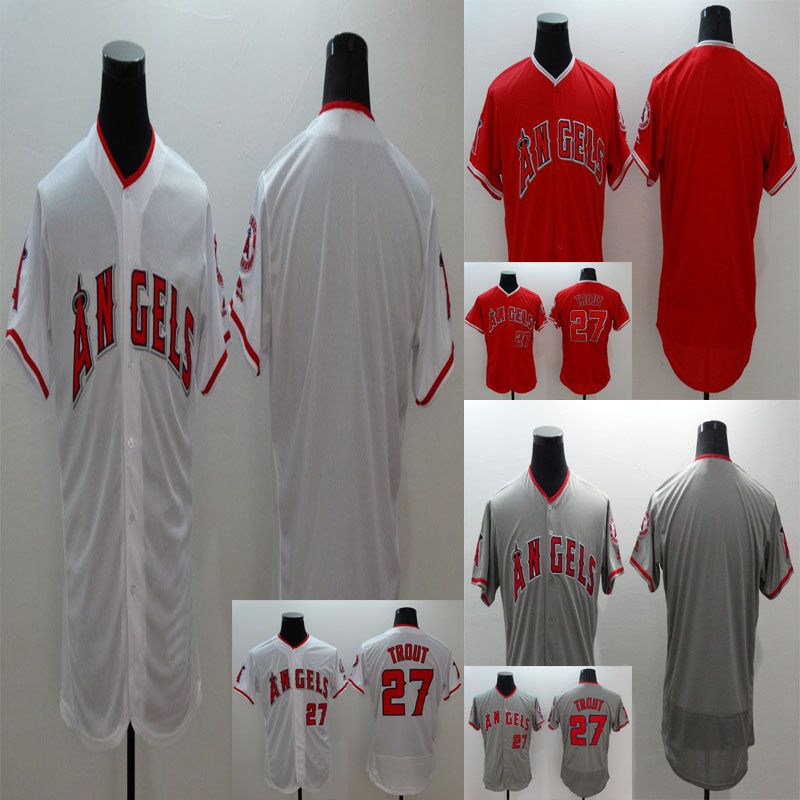 2019 Los Angeles Jersey 27 Mike Trout Jersey White Grey Baseball Jersey