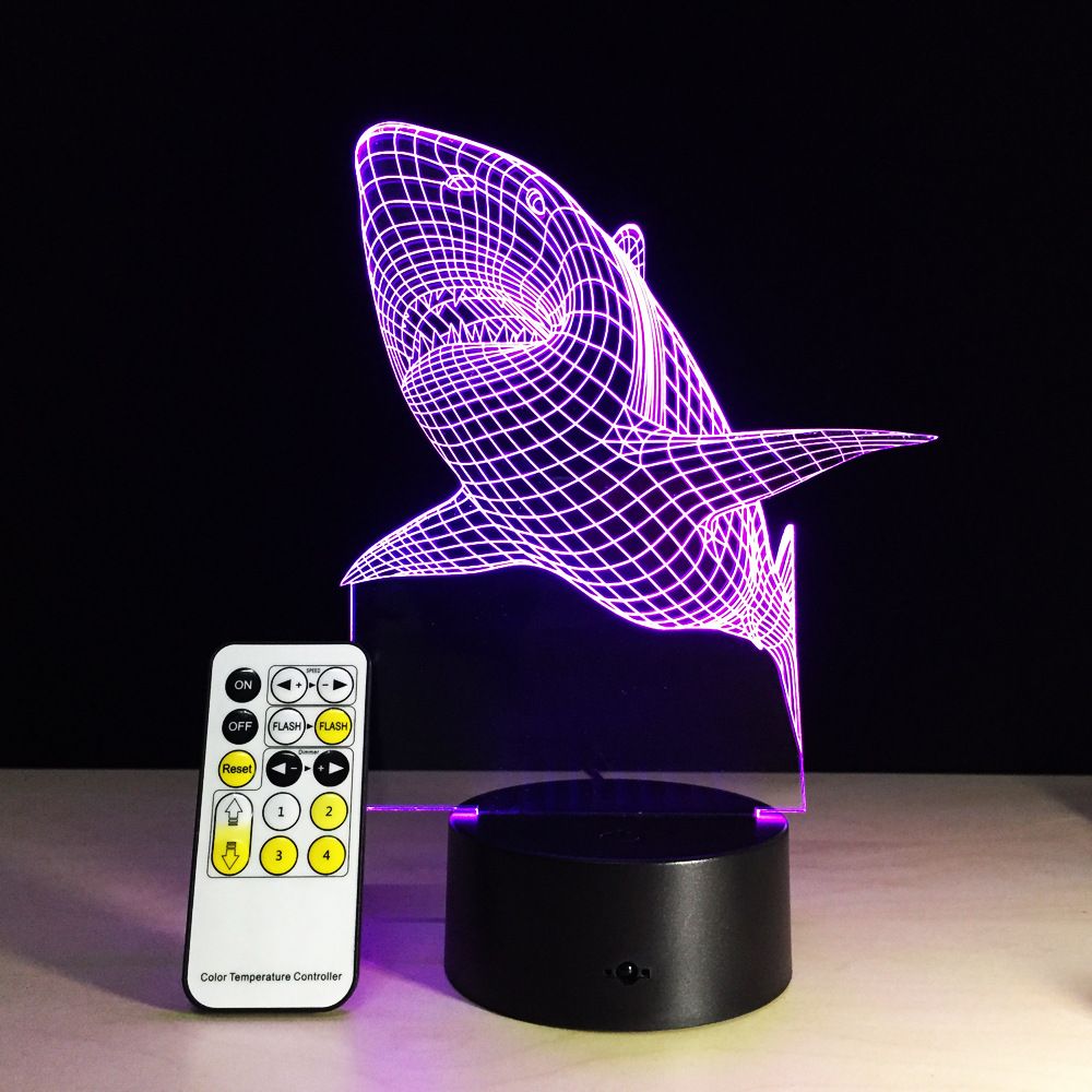 D Remote Control Desk Lamp Acrylic Shark Fish Shape Night - See Larger Image d remote control desk lamp acrylic shark fish shape night - see larger image