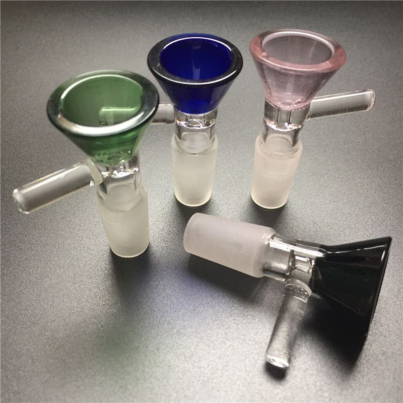 2021 14mm 18mm Glass Bowl Clear Thick Glass Water Pipes With Green Blue