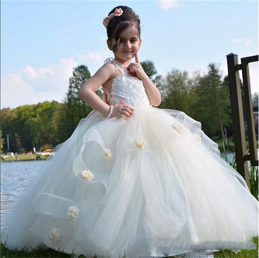 Kids Baby Tulle Party Princess Prom Occasion Wedding Gown Bow Flower Girls Dress