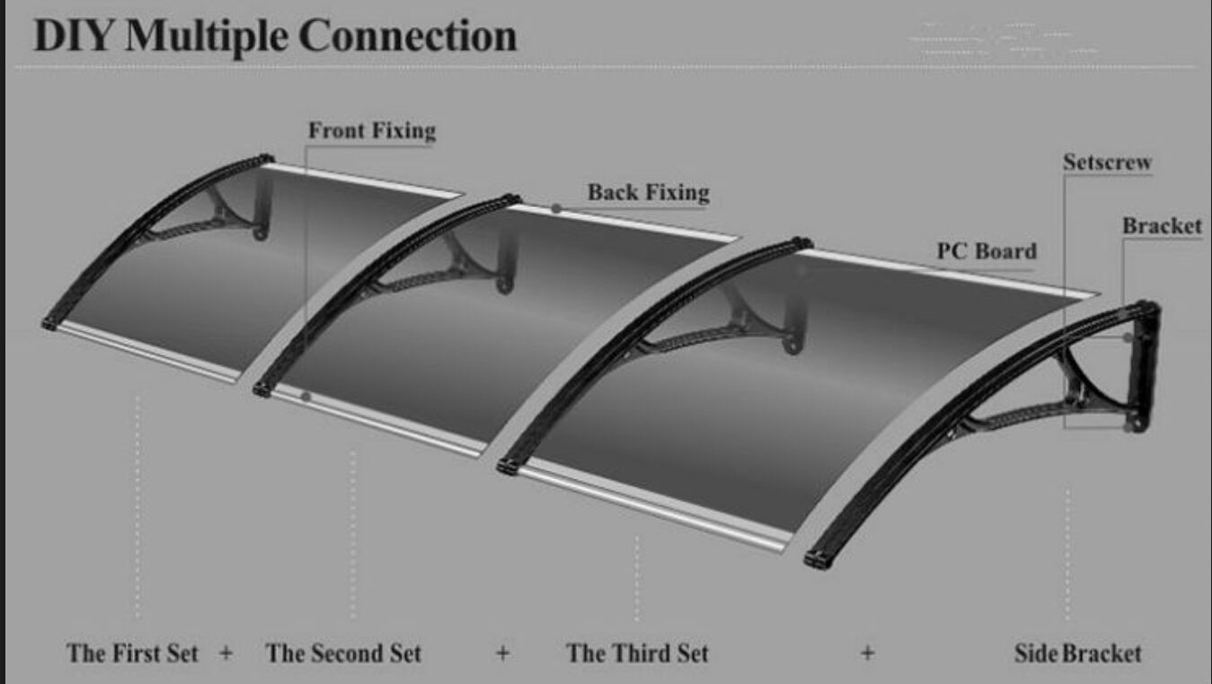 DS100300 P100x300cmWindow Door Polycarbonate Sheet Rain Canopy