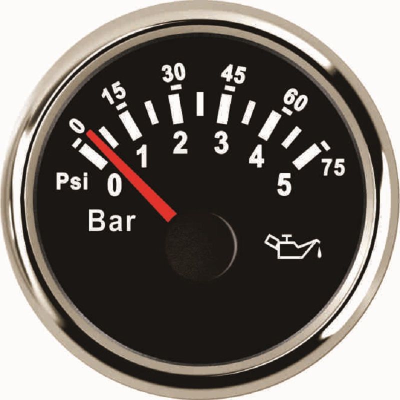 52mm Two Colors LED Waterproof Oil Pressure Gauge for Marine Boat White Face BAR