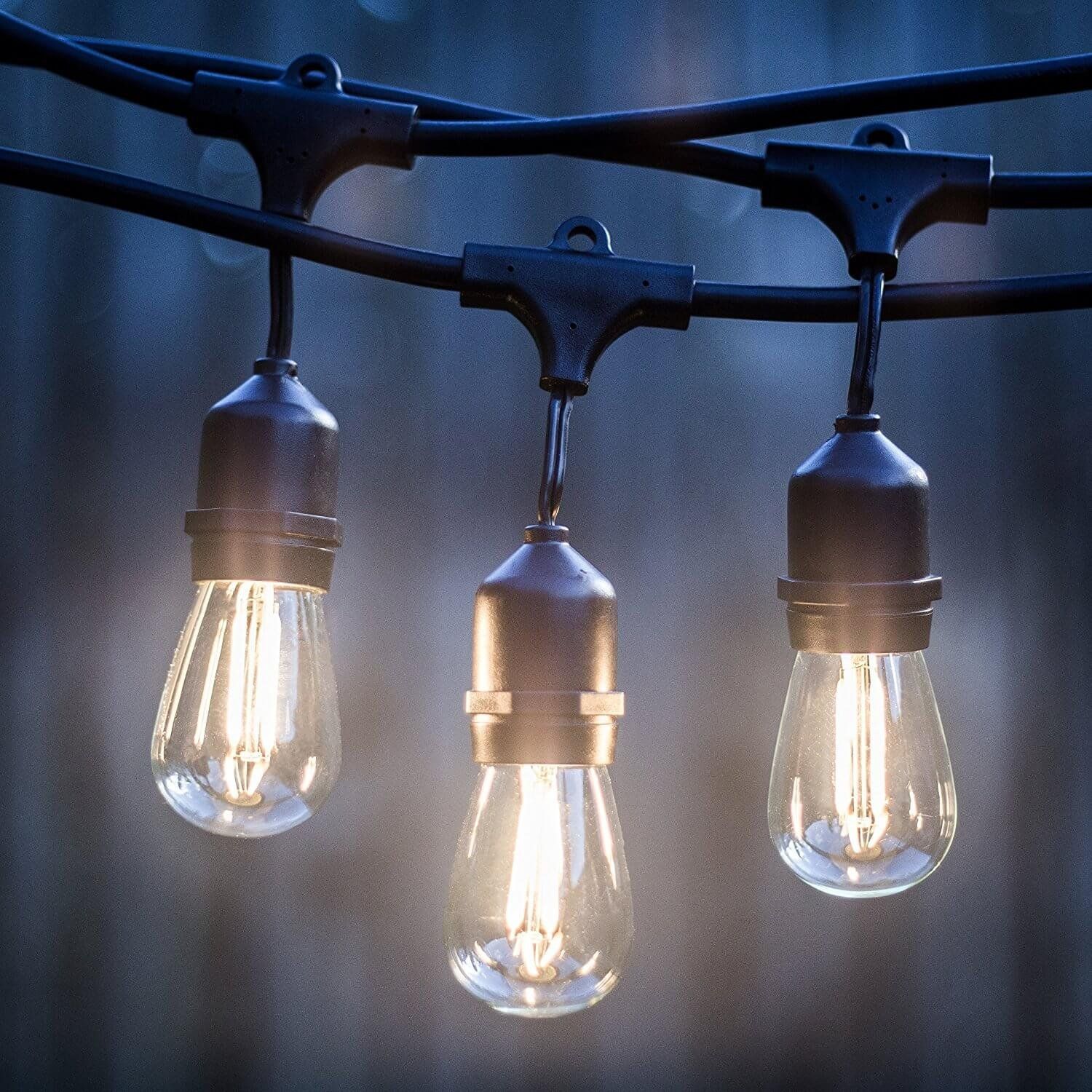 Led Outdoor String Lights 48ft Weatherproof Commercial Led Outdoor String Lights 48ft Weatherproof Commercial Grade With 15 Hanging Sockets S14 For Patio Backyard Camping