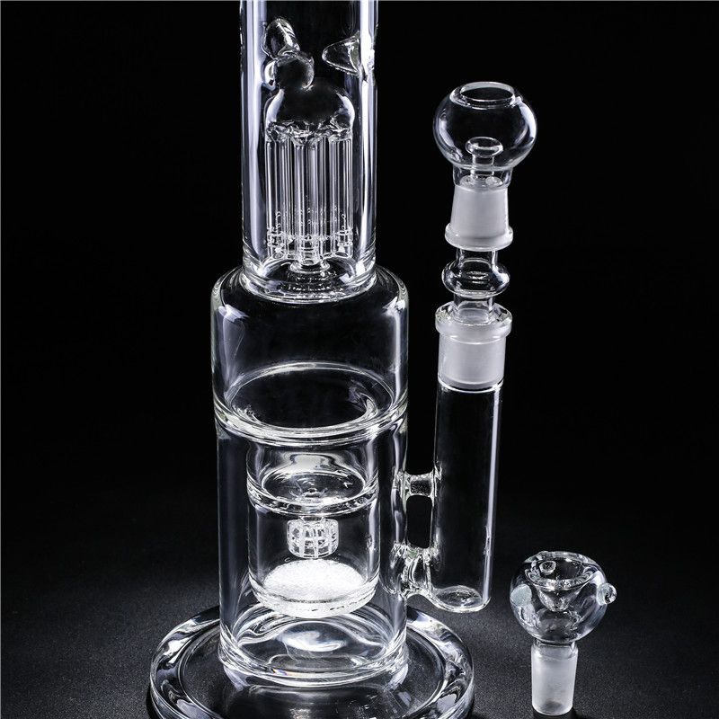 2019 Glass Bong Oil Rigs Smoking Bongs 14inches Height 6 Arm Tree
