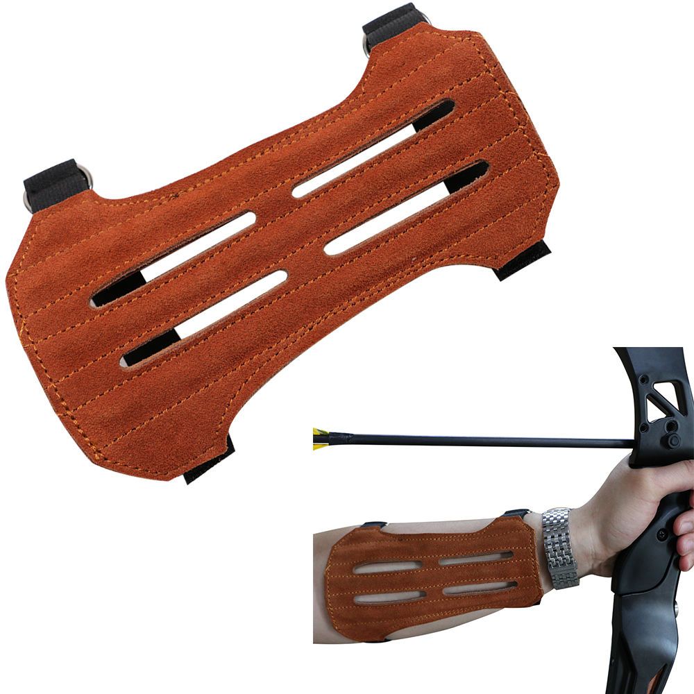 2020 Brown Archery Arm Guard Faux Suede Protector Adjustable 2 Strap