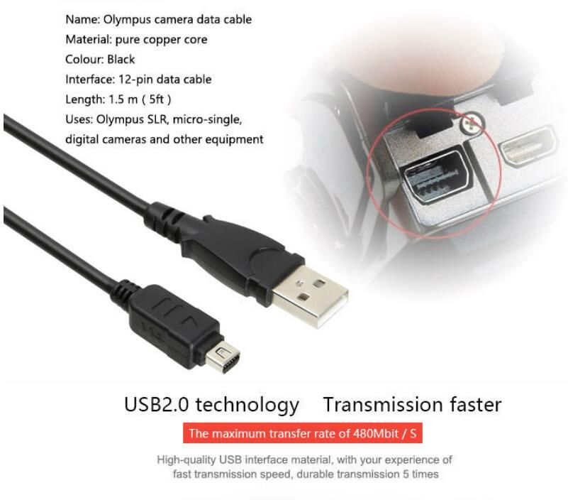 12 Pin USB Data Cable Cord For Olympus Digital Camera CBUSB5 CBUSB6