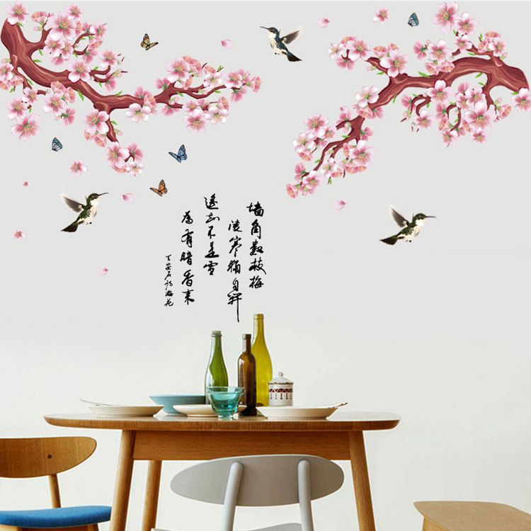 compre flores rosadas del melocotón rama de Árbol flying birds