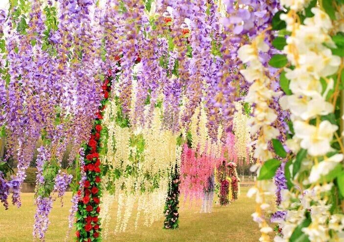 Elegant Artificial Flowers Simulation Wisteria Vine Wedding