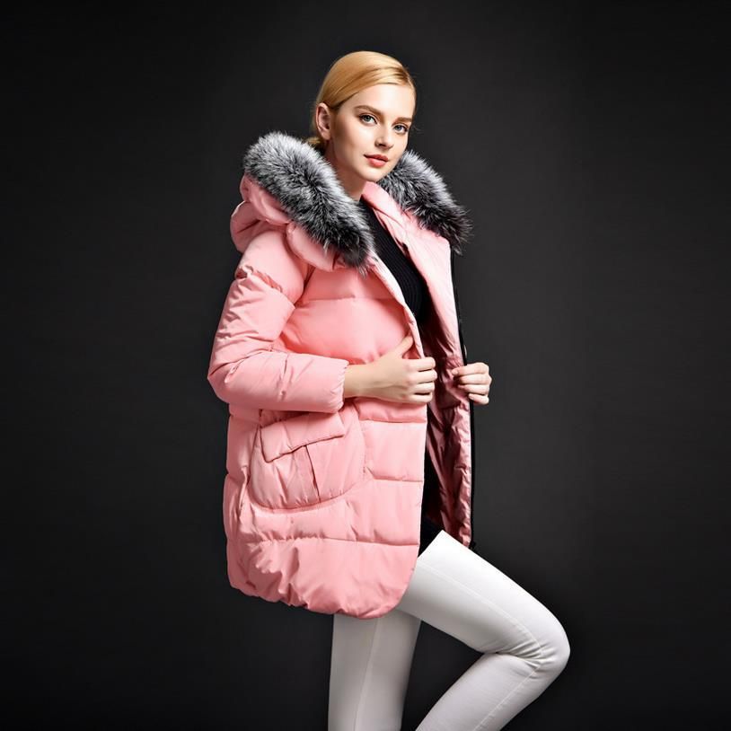 2017 newest winter jacket women coats big fox fur collar white duck women plus size down coat