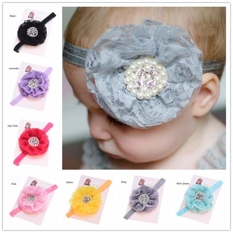 Wholesale Baby Hair Flowers Headband Lace Flower Hairband Cheap Hair