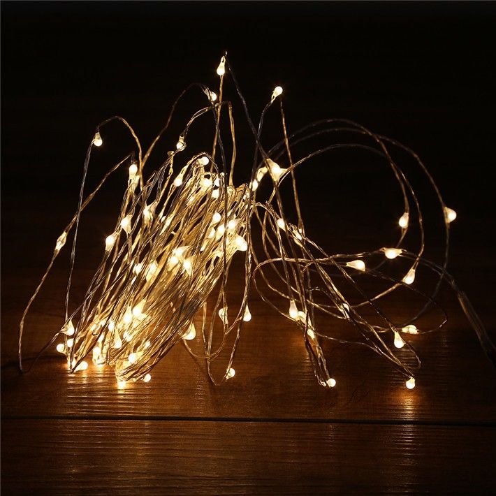 10m 100led Led String Lights Outdoor Fairy Warm 10m 100led Led String Lights Outdoor Fairy Warm White Silver Wire Starry Dc 12v Wedding Decoration Flower Novelty