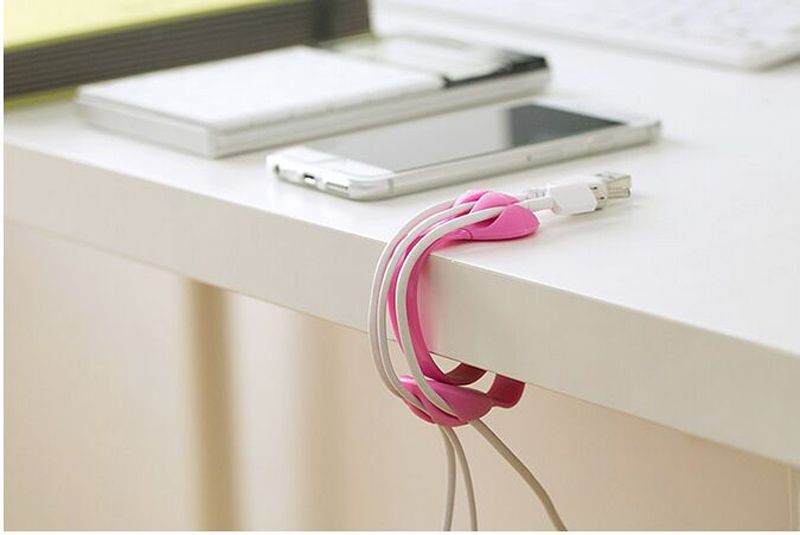 Pink Seabaras Manufacturer Magnetic Cable Organizer Headphone Cord Keeper Clam Leather Cable Organizer winder Headphone Wrap Earphone Cable