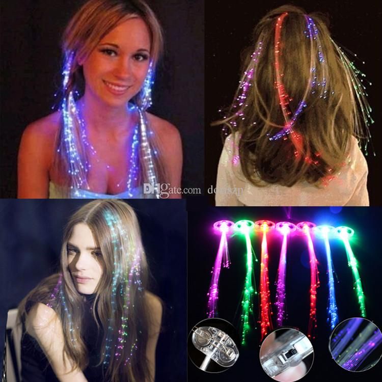Dhl Luminous Fiber Braid Led Hair Extension Flash Party Girl Hair