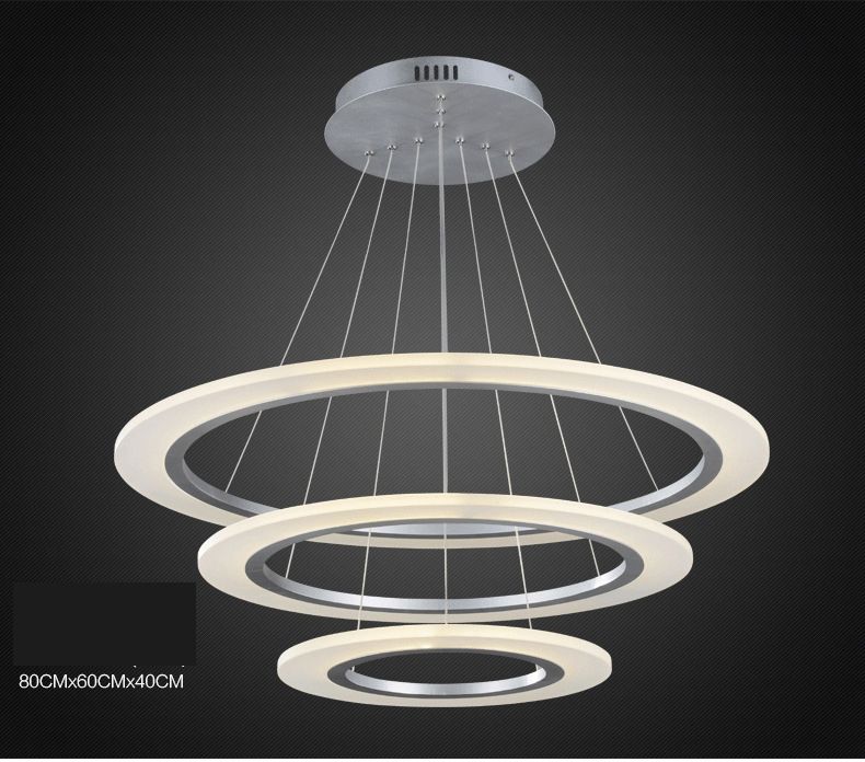 Modern Luxury Round Ring Led Pendant Lamp Diameter 40cm60cm80cm Modern Luxury Round Ring Led Pendant Lamp Diameter 40cm60cm80cm Light Acrylic Silver Frame Rc Dimmable 110v 220v Chandelier Ceiling Lamps