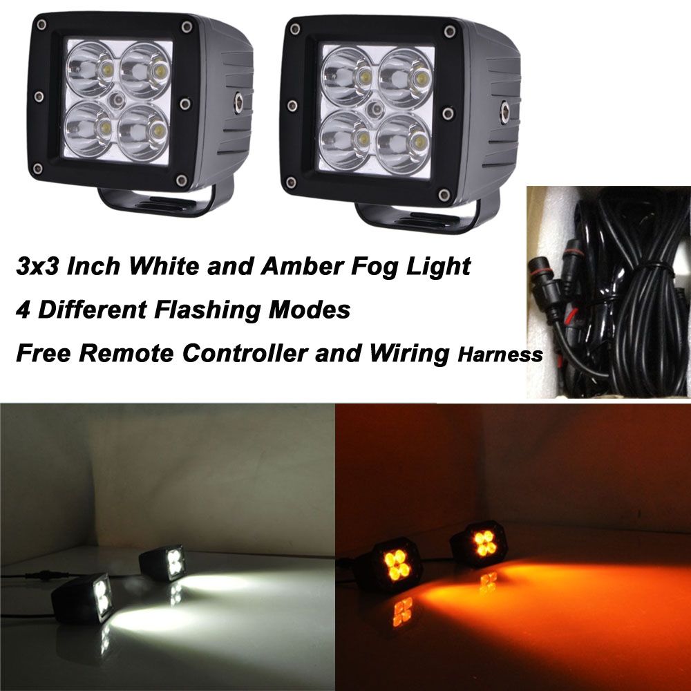 3x3 Inch 24W Spot Or Flood Led Pods White And Amber Color Changing Led